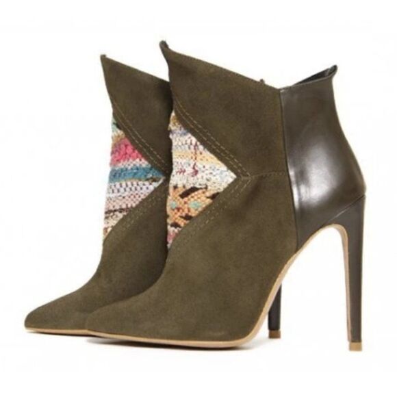 Anthropologie Howsty Etnia Embroidered Stiletto Booties Sz 39 - Picture 9 of 9